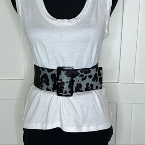 LODIA Black & Blue Animal Print Belt Size Small Medium